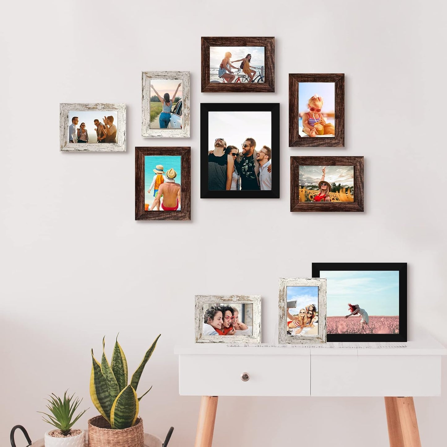 LUCKYLIFE Picture Frames Collage Wall Decor 10-Pack, Gallery Wall Frame Set with 8x10 5x7 4x6 Frames in 3 Different Finishes