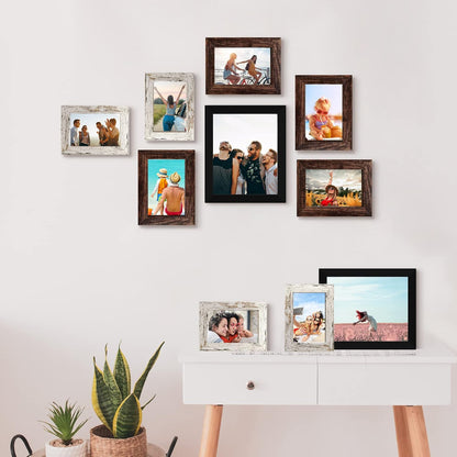 LUCKYLIFE Picture Frames Collage Wall Decor 10-Pack, Gallery Wall Frame Set with 8x10 5x7 4x6 Frames in 3 Different Finishes