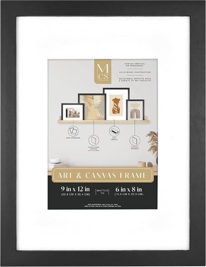 MCS Canvas Float Frames 8x10 Frame, Black Frame for Finished Canvases, Vertical & Horizontal Wall Hanging Frame with Adhesive for Canvas Paintings (1-Pack)