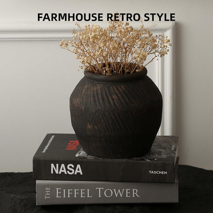 Rustic Vases for Home Decor. Ceramic Vase for Dining Table Decor. Terracotta Decorative Vase 6.1IN. ZSHLXM