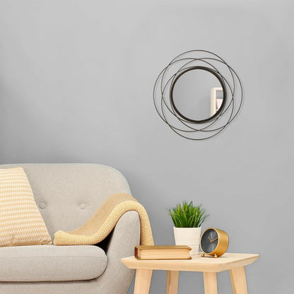 Gold Sunburst Mirrors for Wall Decorative Metal Round Art Mirrors Large Wall Decor Hanging Mirror for Bathroom Bedroom Living Room Vanity Entryway 16"