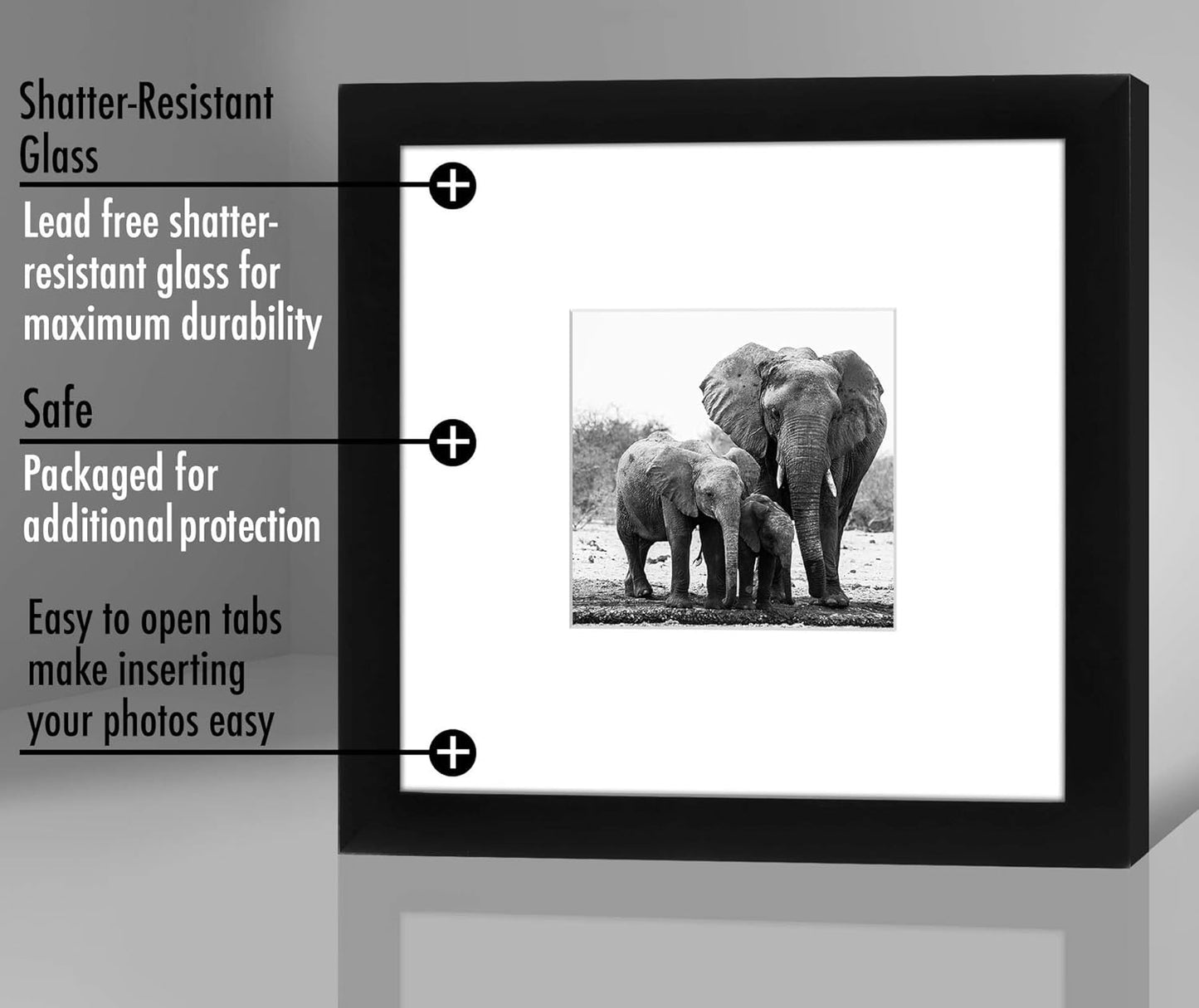 Americanflat 8x10 Picture Frame with Shatter-Resistant Glass - Use as 5x7 Frame with Mat or Display 8x10 Photo Without Mat - Signature Collection - Picture Frames for Tabletop and Wall Display - Black
