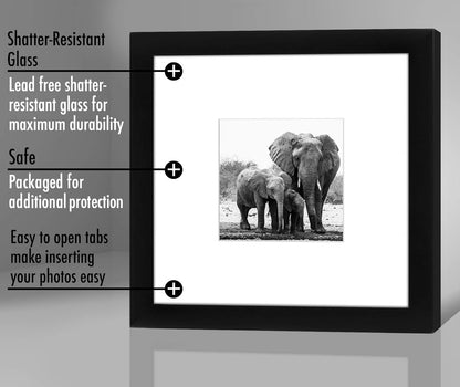 Americanflat 8x10 Picture Frame with Shatter-Resistant Glass - Use as 5x7 Frame with Mat or Display 8x10 Photo Without Mat - Signature Collection - Picture Frames for Tabletop and Wall Display - Black