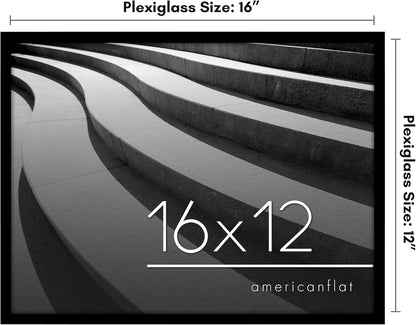 Americanflat 24x36 Poster Frame with Polished Plexiglass - Streamline Collection - Thin Border Picture Frame for Wall Display - Hanging Hardware Included - Black - Colors B