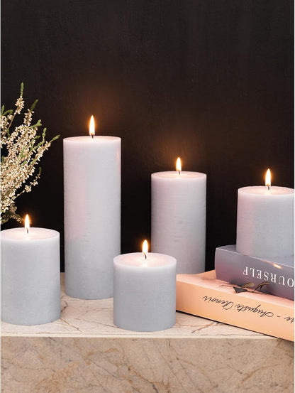 CANDWAX 3x4 inch Pillar Candles Set of 3 – Unscented Dripless Rustic Dark Blue Candles for Room Decor, Weddings, Centerpieces