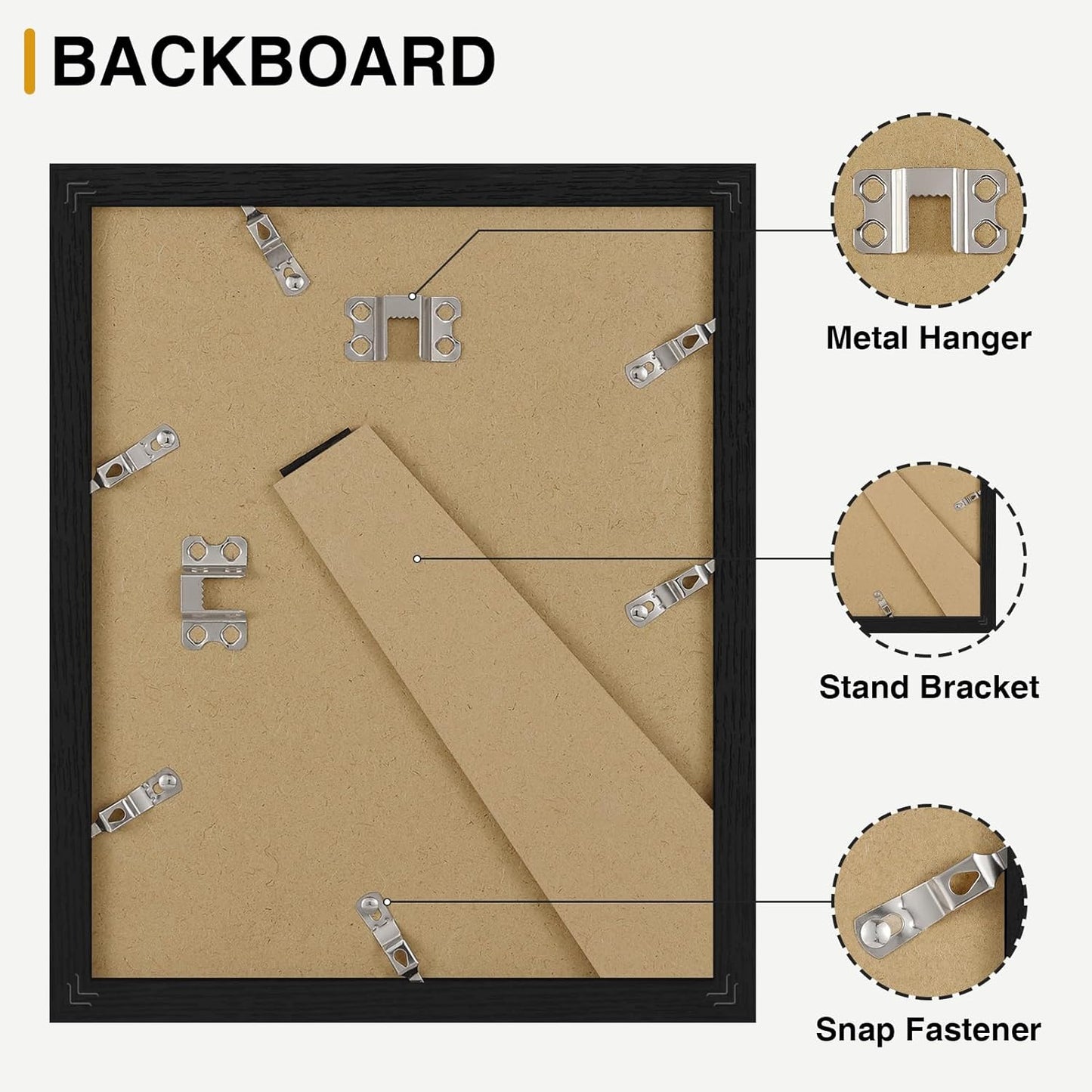 Vittanly 8x10 Picture Frames Set of 9, Shatter Resistant Plexiglass, Display 5x7 Pictures with Mat or 8x10 without Mat, Photo Frames for Wall or Tabletop, Engineered Wood, Black - Colors A