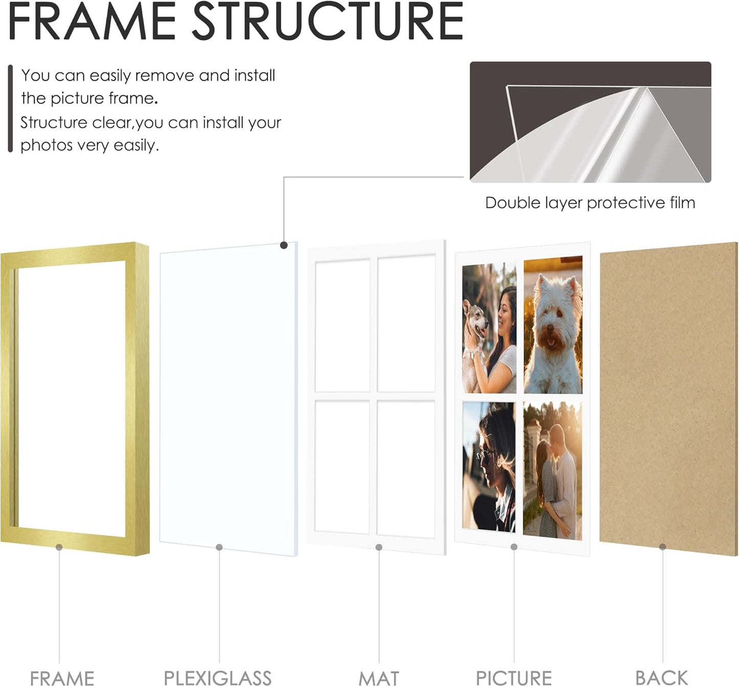DUENPY 14x26 Collage Picture Frame 4x6 Collage Picture Frame Displays Twelve 4x6 inch Photos Available Horizontal Wall Mounting Display and Vertical Black - Colors A