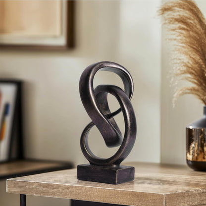 DOVDOV Abstract Black Knot Sculpture, Geometric Decor, Black Decorative Piece for Living Room Coffee Table or Bookshelf Top, Office Coffee Table or Entryway Console Decor.