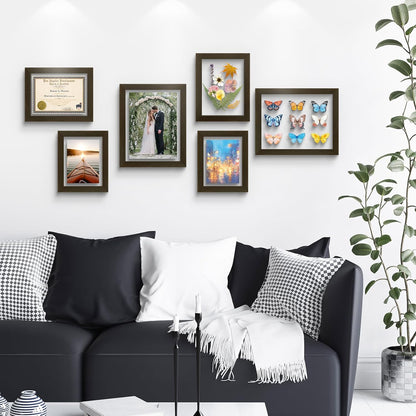 Golden State Art, 11X14 Floating Picture Frame, Black Wood Frame Display Any Size Photo Up To 11X14, Pressed Flower Frames with Hanging Hardware - Horizontal And Vertical Formats for Wall