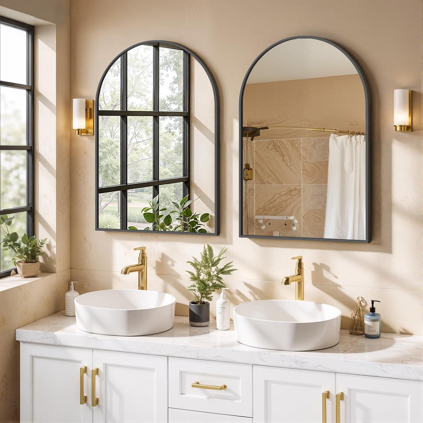 Round Wall Mirror 30 Inch Gold Vanity Mirror with Metal Frame, Modern Circle for Bathroom, Entryway, Bedroom, Living Room, Wall Mounted Decorative Mirrors