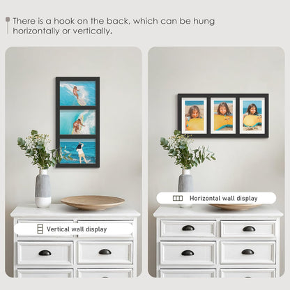DUENPY 14x26 Collage Picture Frame 4x6 Collage Picture Frame Displays Twelve 4x6 inch Photos Available Horizontal Wall Mounting Display and Vertical Black - Colors B