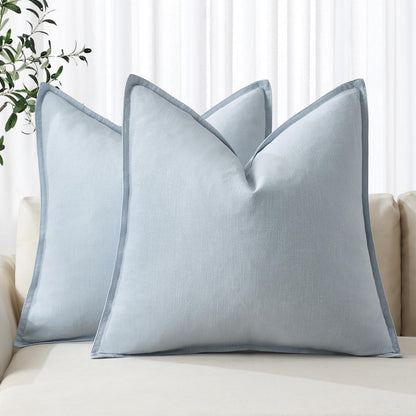 MIULEE Decorative Linen Euro Sham Pillow Covers 26x26 Cream White Boho Farmhouse Neutral Couch Throw Pillows for Bed Pack of 2 Accent Modern Pillowcase Sofa Livingroom Home Decor