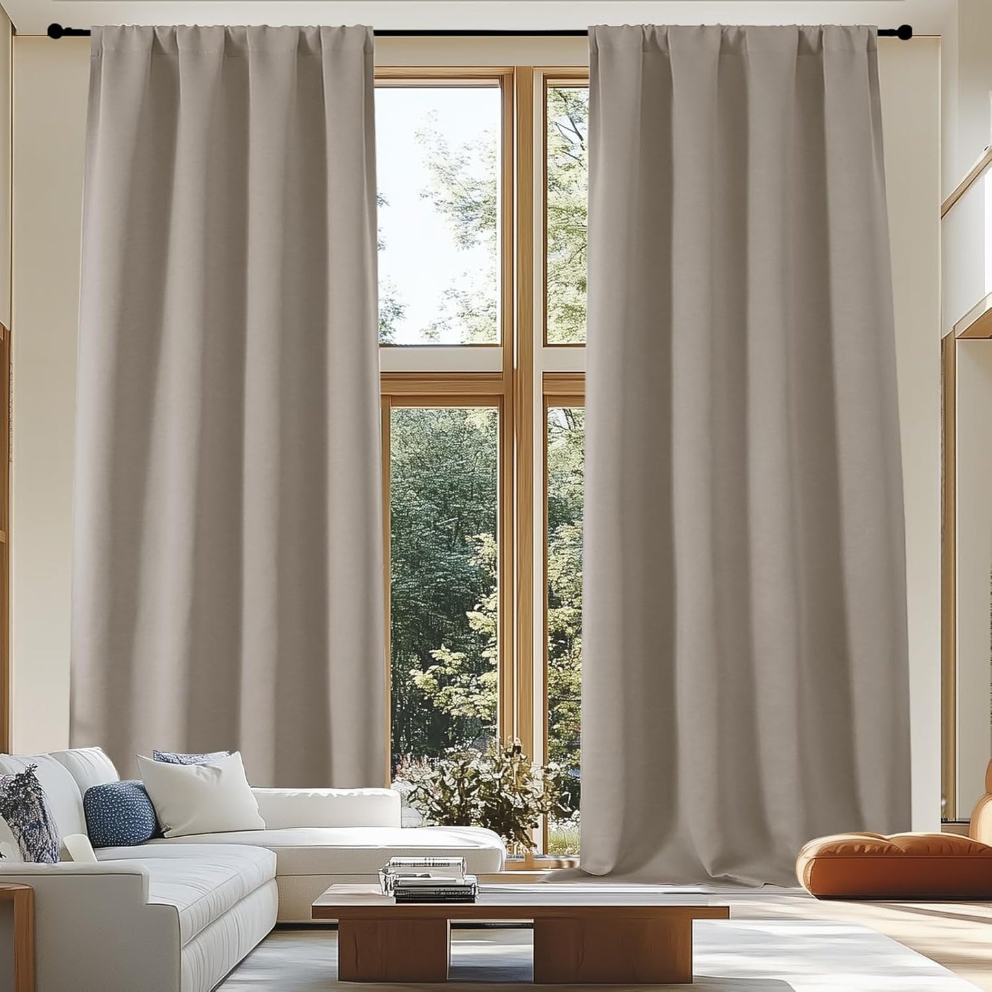 Simplebrand Ava Sage Green Blackout Curtains for Bedroom 63 Inch Length 2 Panels Set, Solid Thermal Insulated Energy Saving Rod Pocket Window Treatment Curtains Blackout Drapes, W40 x L63 Inch, Sage - Colors C