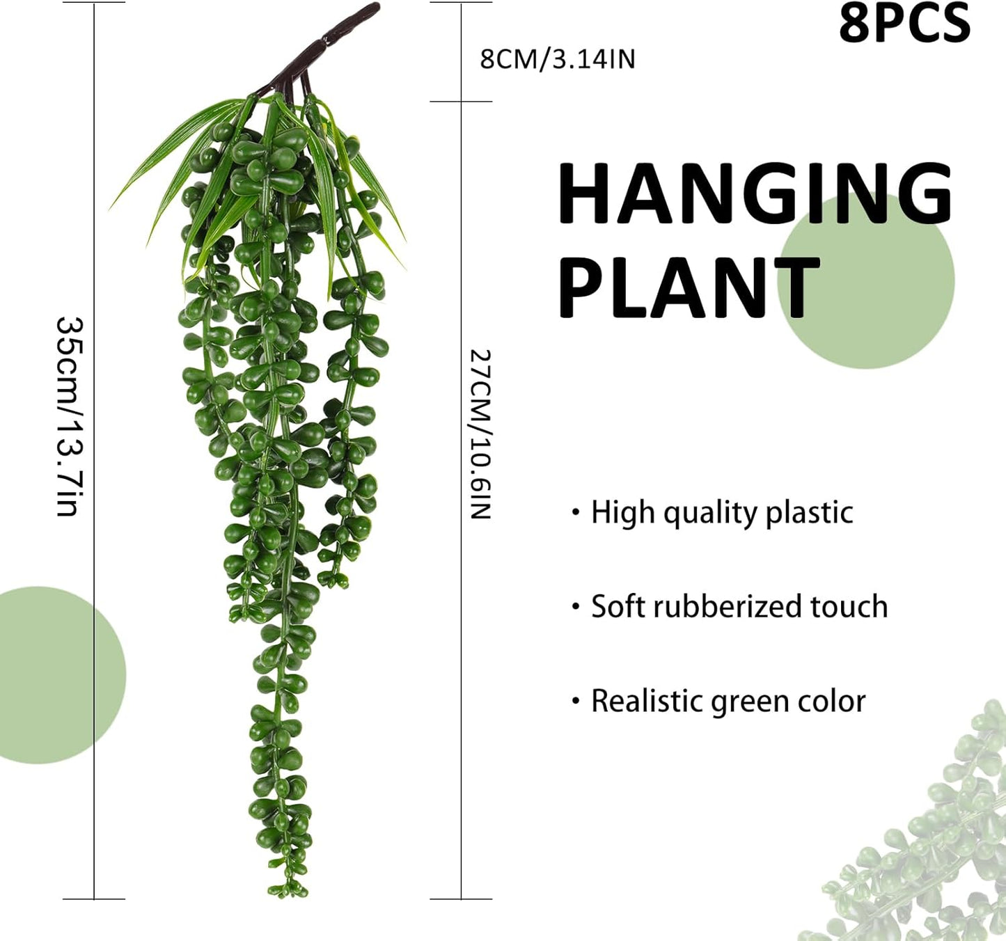 RECUTMS 6pcs Artificial Succulents Hanging Plants Fake Hanging String of Pearls Plant Faux Greenery Wall Plants for Spring Indoor Outdoor Home Bedroom Patio Garden Easter Decor