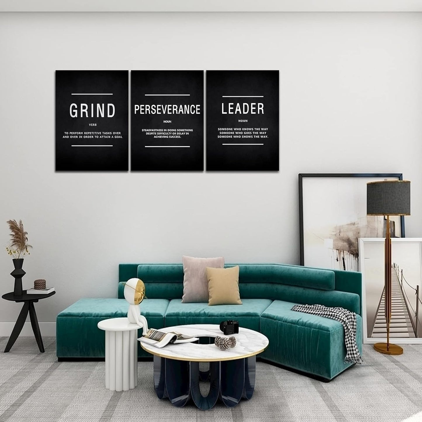 KAWAHONE Canvas Painting Wall Art, Grind Hustle Execution Motivational Wall Art Decoration Posters Prints for Living Room Bedroom, Office Decor, Gallery-Wrapped Canvas Art Set Framed Ready to Hang