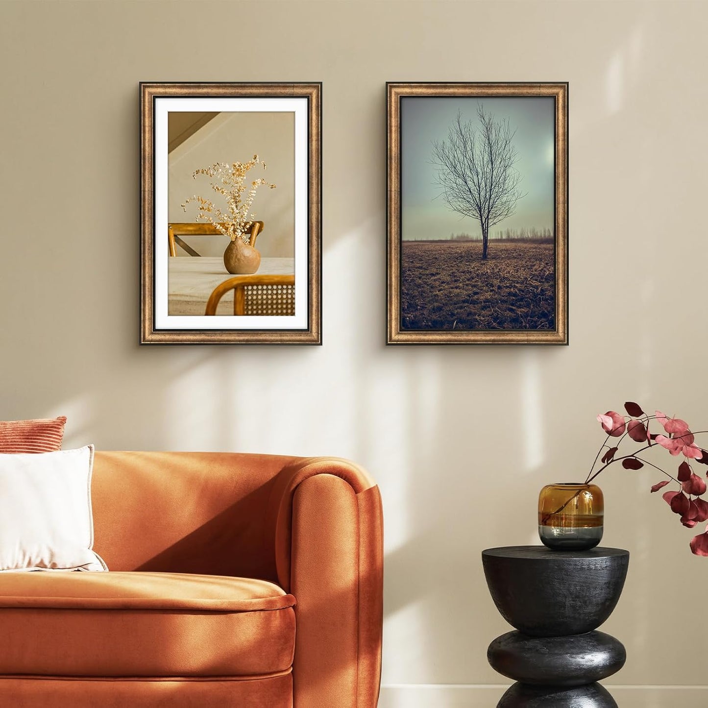 Golden State Art, 11x14 Photo Frame with Mat for Pictures 8x10 and Real Glass (Dark Gold Brown & Bronze Pewter Panel with White Color Mat, 1.25 Inch Frame Border)
