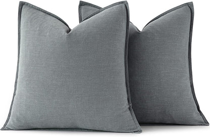 MIULEE Decorative Linen Euro Sham Pillow Covers 26x26 Cream White Boho Farmhouse Neutral Couch Throw Pillows for Bed Pack of 2 Accent Modern Pillowcase Sofa Livingroom Home Decor