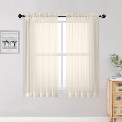 OWENIE Sheer Curtains 84 inches Long 2 Panels Set for Living Room/Bedroom, Rod Pocket Voile Sheer Panel Drapes, White, 2pcs, Each 42" W x 84" L - Colors B