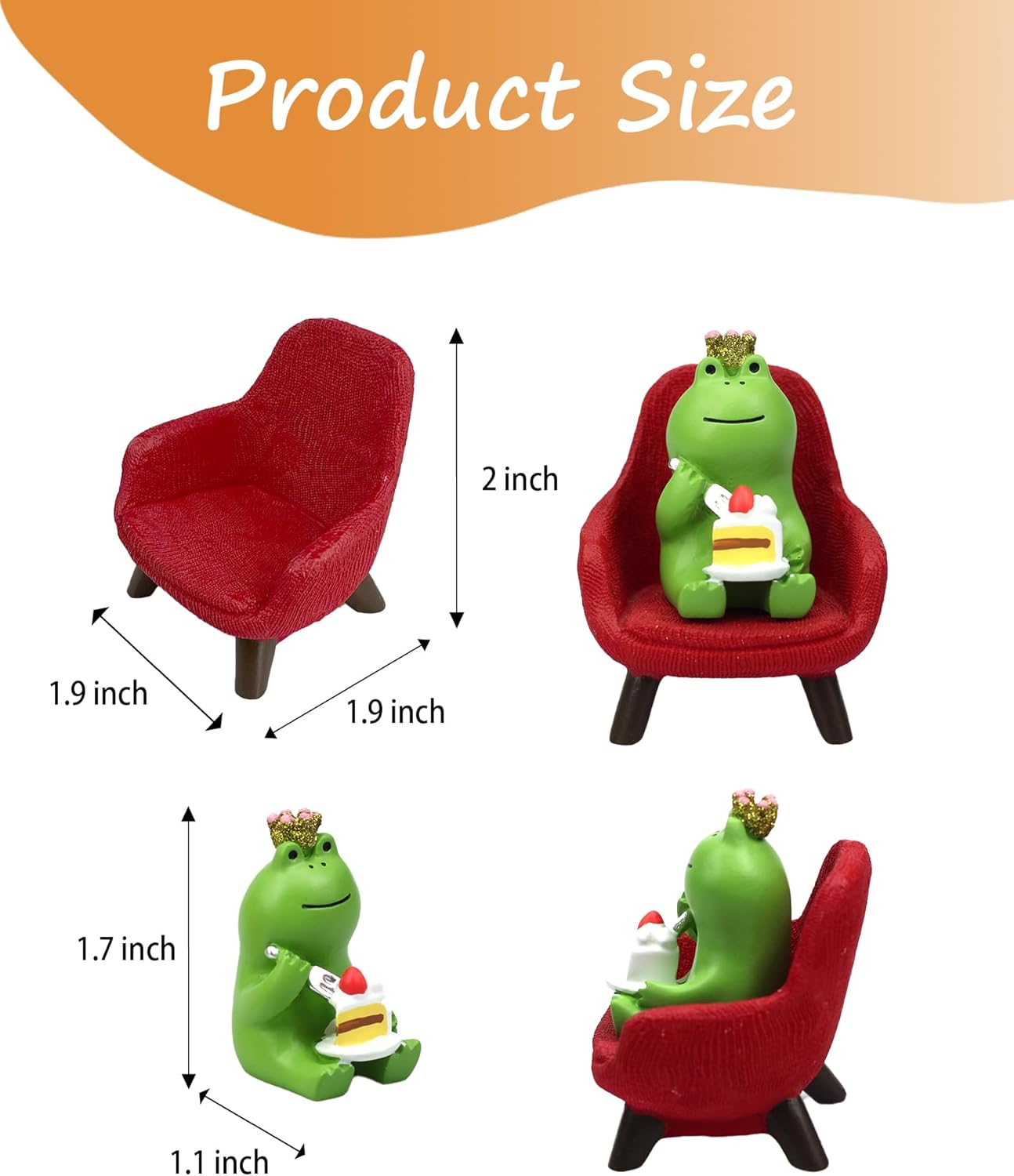 Refintural Miniature Frog Eating Cake Figurine - Funny Shelf Desk Decoration - Perfect Cute Frog Gift (Pink Sofa)