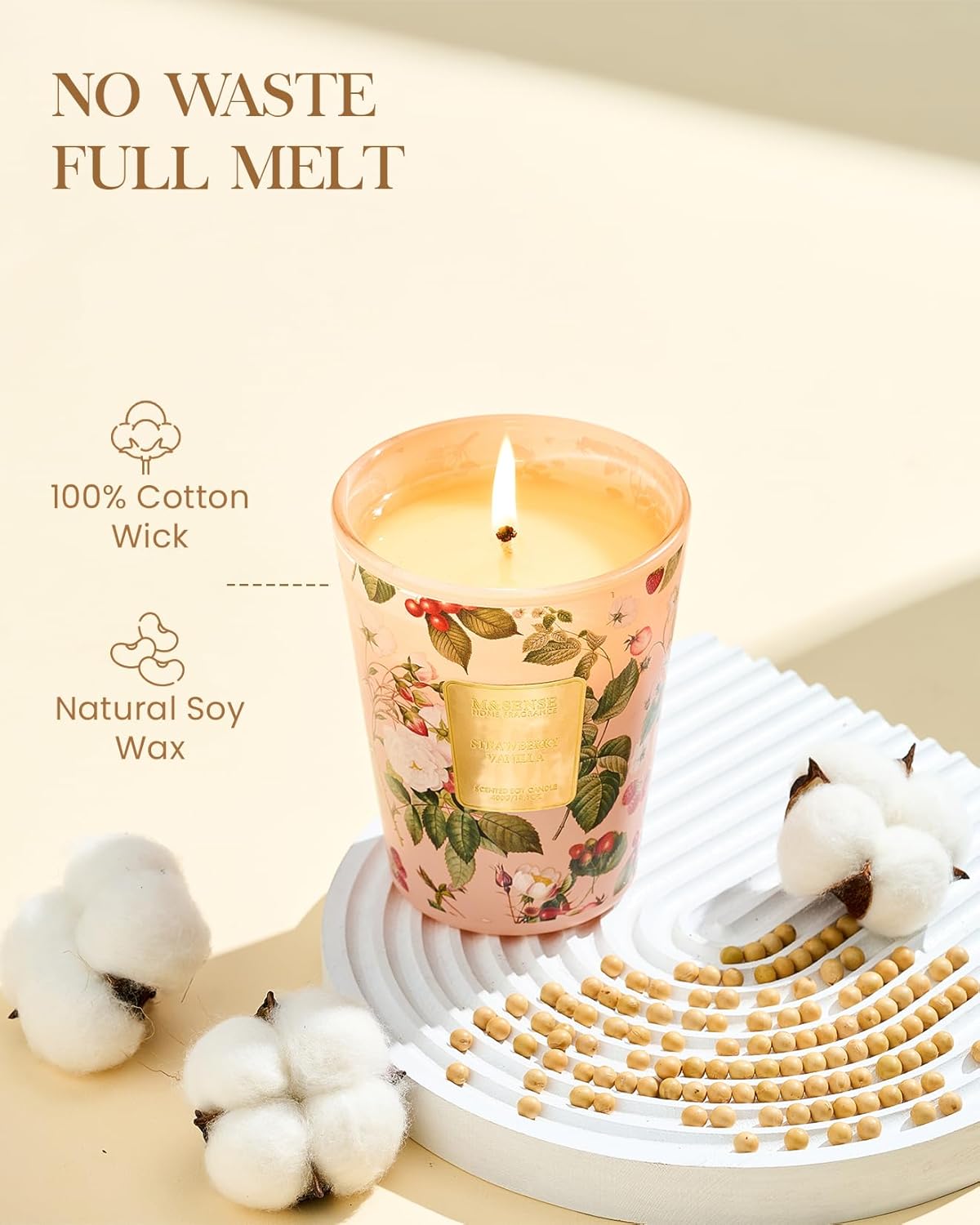 M&SENSE Jasmine Candles Highly Scented 3 Wick 35oz 150 Hours Burn Extra Large Jar Candles for Women, Natural Soy Wax Aromatherapy Candle for Stress Relief, Meditation, Yoga, Spa - Colors B