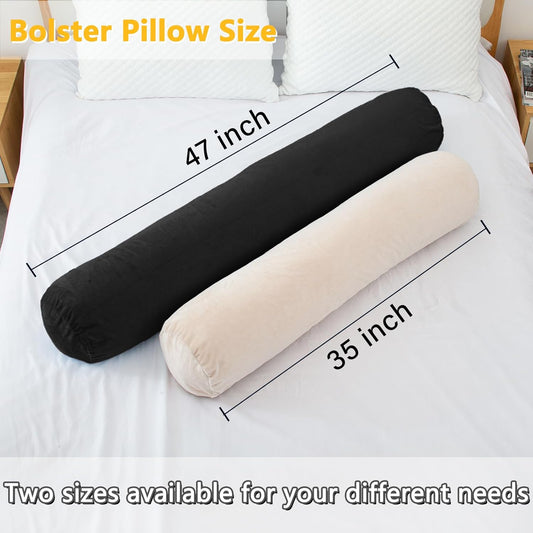 1 MIDDLE ONE Body Pillow for Adults, Bolster Pillow with Removable Velvet Cover, Long Round Cervical Roll Pillow, 47 x 7.87 Inches, Grey