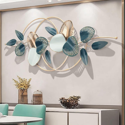 homary Large Metal Wall Art – 47.2" Modern 3D Abstract Geometric Overlapping Design, Iron Wall Decor for Living Room, Dining Room, Office