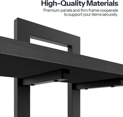 HOOBRO Floating Shelves, 15 Inch Wall Shelf Set of 2, Wall Mounted Storage Shelves 2-Tier, Hanging Bathroom Shelves, for Living Room, Bedroom, Bathroom, Kitchen, Rustic Brown and Black BF32BJ01G1