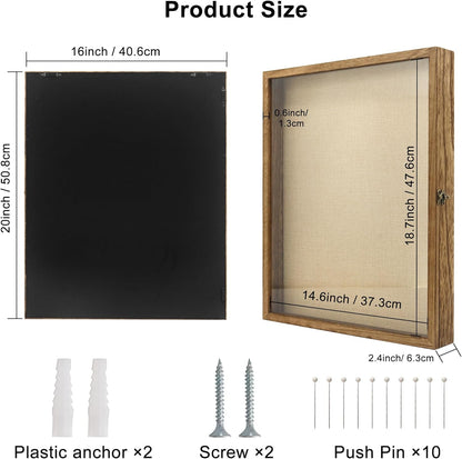GraduatePro Shadow Box Frame 11x14 Display Case with Linen Back, Real Glass Window Door with Hinge, Picture Frame Wedding Bouquet Memorabilia Medals Photos Memory Box for Keepsakes, Carbonized Black