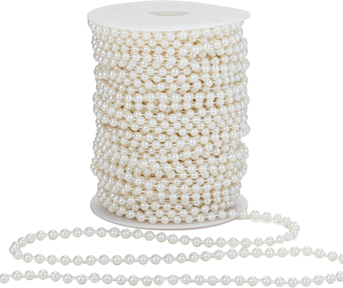 3mm Millet Beads Crafts Faux Pearl Beads Garland Pearl Bead Roll Strand of Pearls to Decorate Floral Centerpieces Wedding Party Favor Christmas Tree(33 Feet Ivory)
