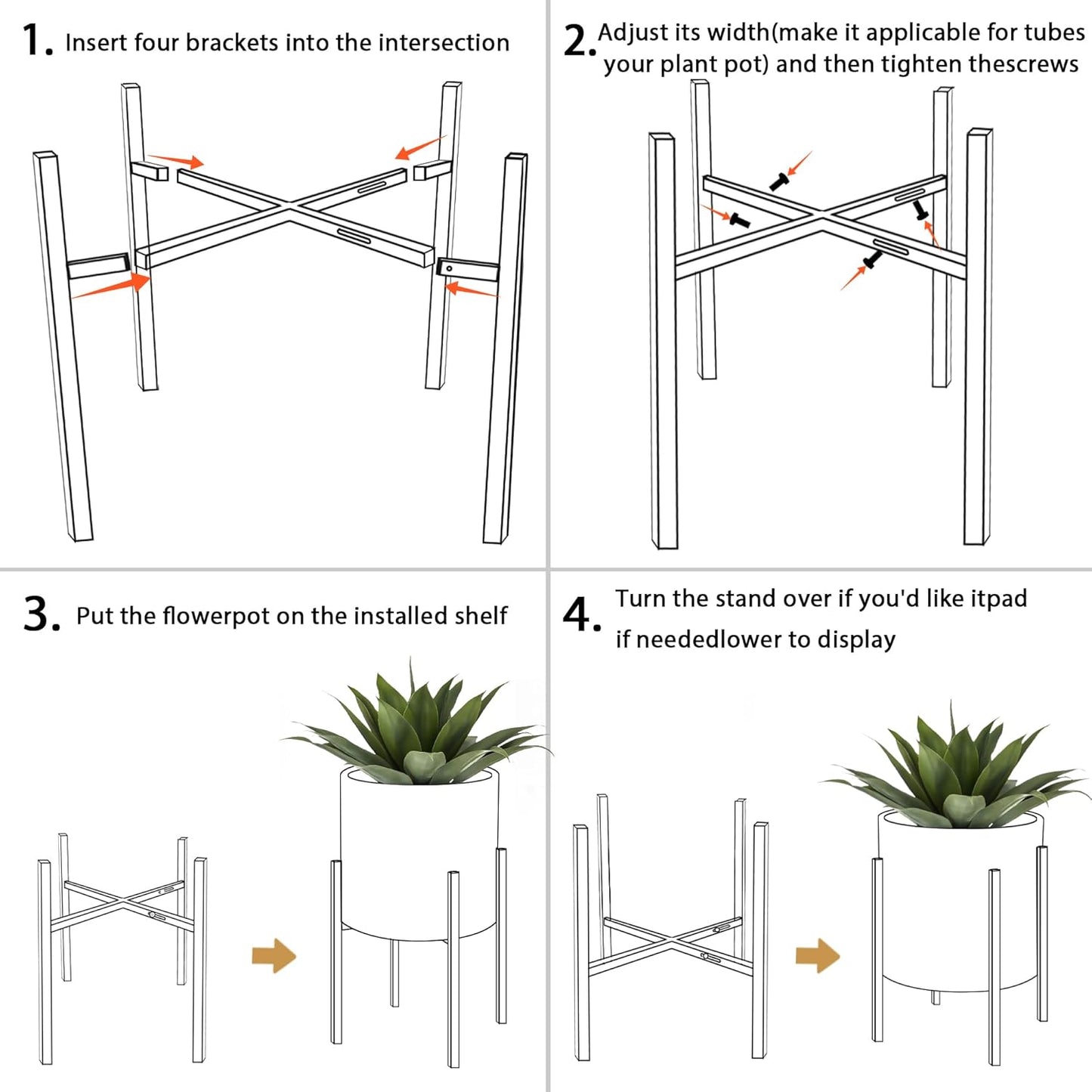 ARNIS Modern Plant Pots, Set of 2 Large Planters with Stand, Decorative Planters, Metal Pots with Drainage Holes for Living Room, Office, Garden or Balcony, 8.25 &10.5 Inch, Dirt