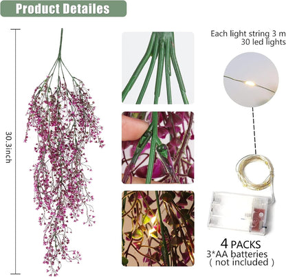 RECUTMS Fake Hanging Plants Artificial Ferns for Outdoor Hanging Faux Plants Vine Ivy Faux Fern Hanging Vines Wall Plants for Home Garden Party Wedding Decor (White 4P)