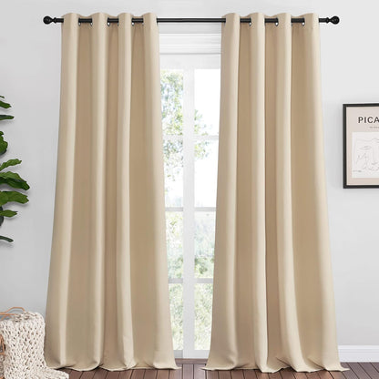 NICETOWN Halloween Pitch Black Solid Thermal Insulated Grommet Blackout Curtains/Drapes for Bedroom Window (2 Panels, 42 inches Wide by 63 inches Long, Black) - Colors D