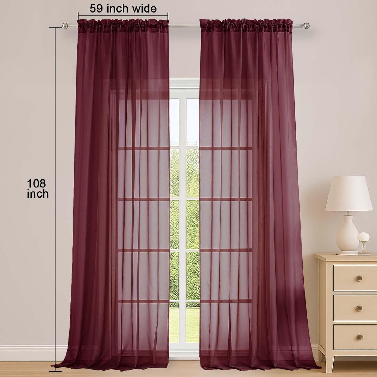 OWENIE Sheer Curtains 84 inches Long 2 Panels Set for Living Room/Bedroom, Rod Pocket Voile Sheer Panel Drapes, White, 2pcs, Each 42" W x 84" L - Colors A
