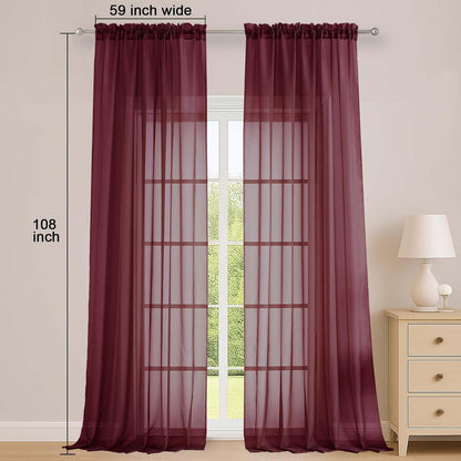 OWENIE Sheer Curtains 84 inches Long 2 Panels Set for Living Room/Bedroom, Rod Pocket Voile Sheer Panel Drapes, White, 2pcs, Each 42" W x 84" L - Colors A
