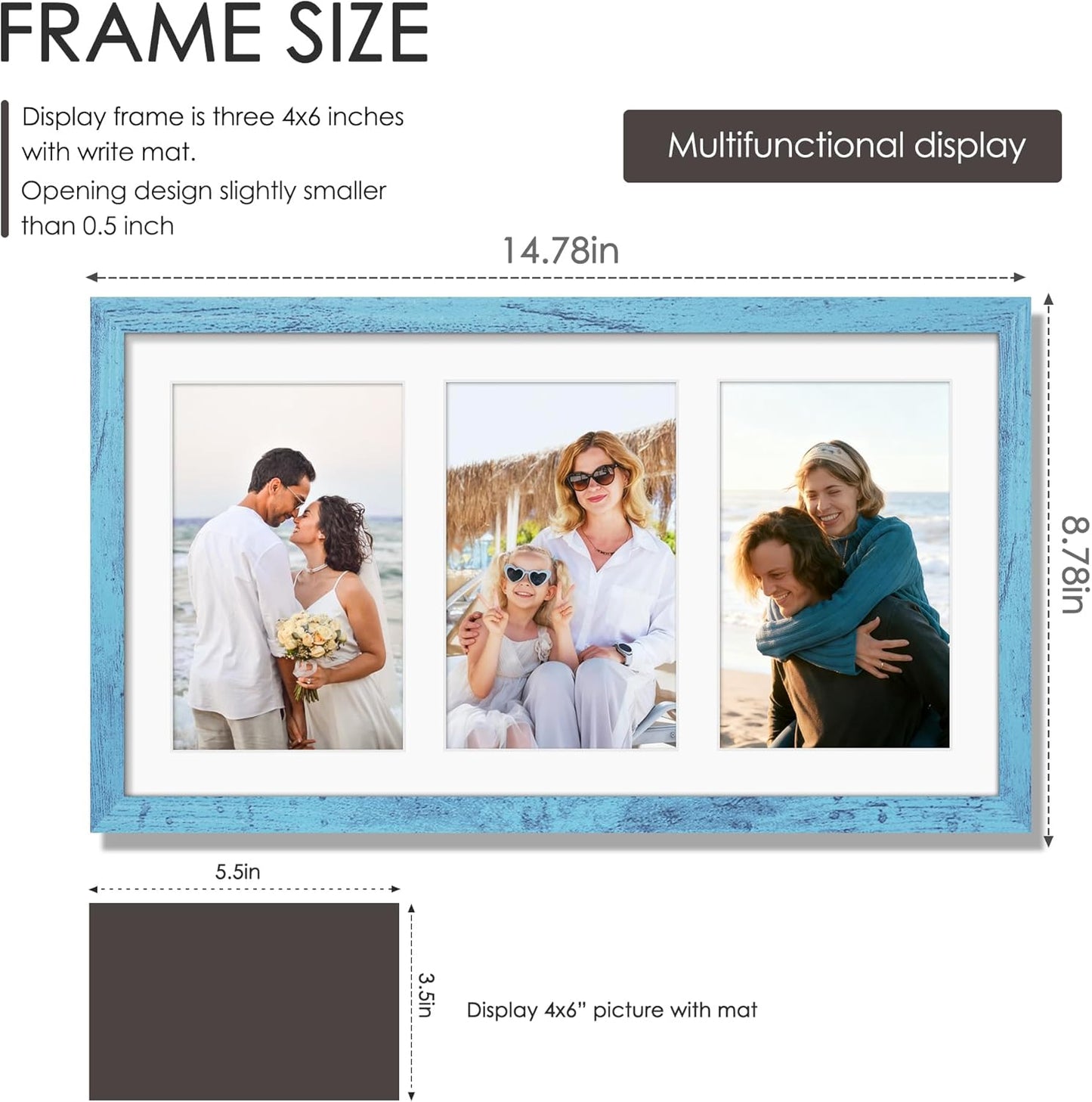 DUENPY 14x26 Collage Picture Frame 4x6 Collage Picture Frame Displays Twelve 4x6 inch Photos Available Horizontal Wall Mounting Display and Vertical Black - Colors A