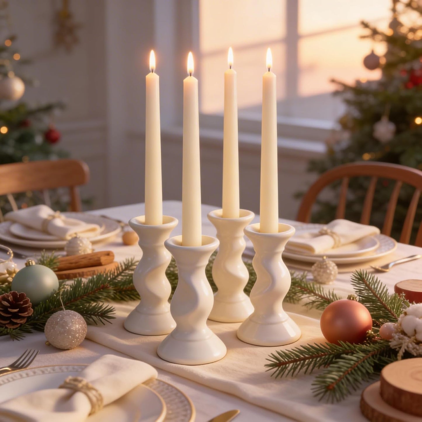 Viyffo Taper Candles, 10 Inch, 4 Pack, Olive Glow – Unscented, Dripless & Smokeless Design, Up to 8 Hour Burn – Long Tall Taper Candlesticks for Wedding, Dinner & Home Decor