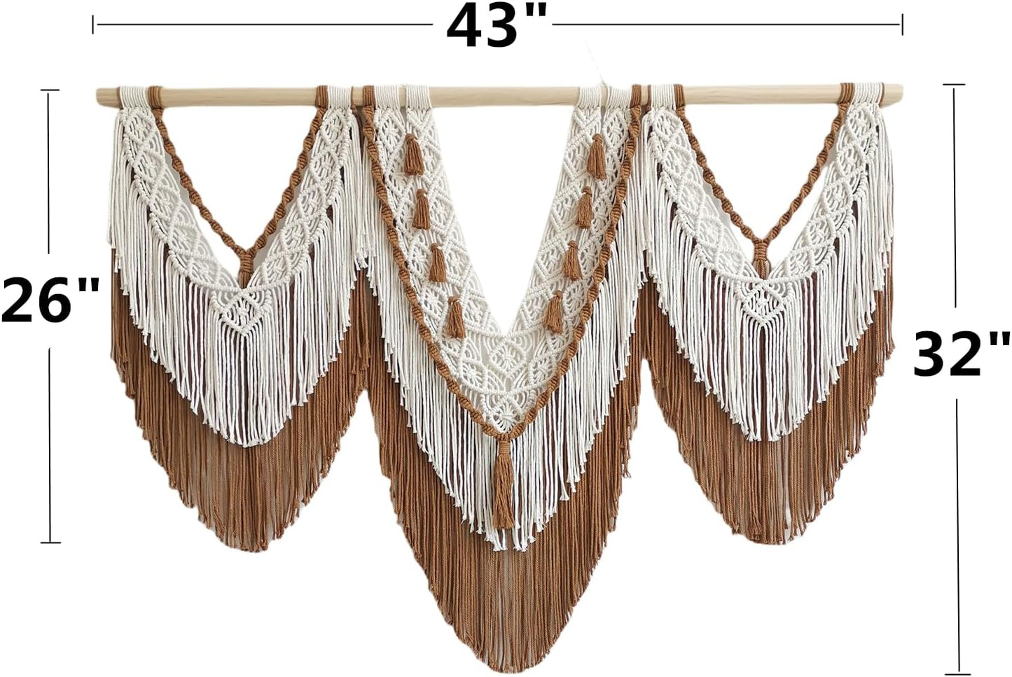 guzhiou large macrame wall hanging - Boho Tapestry Macrame Wall Decor Art- Chic Bohemian Handmade Woven Tapestry Home Decoration for Bedroom Living Room Apartment Wedding Party - 43"x32" (Wood bead)