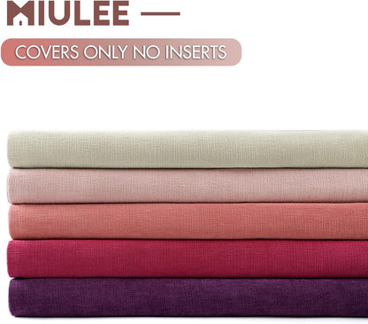 MIULEE Olive Green Couch Pillow Covers 18x18 Inch, Set of 2 Soft Chenille Decorative Square Throw Pillow Covers Farmhouse for Sofa Living Room Bed