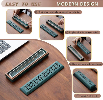 CEREMONY Incense Holder for Sticks, Ceramic Insence-Stick Holder Ash Catcher, Incense Holder Timkburner for Meditation Yoga Spa Room Incense Holder (Lever Brown)