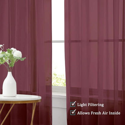Chyhomenyc Sheer White Valances for Windows 2 Pack, Small Window Curtains for Living Room Bathroom Cafe Laundry Basement, Modern Top Dual Rod Pocket Voile Curtain, 42W x 14L inches, White - Colors A