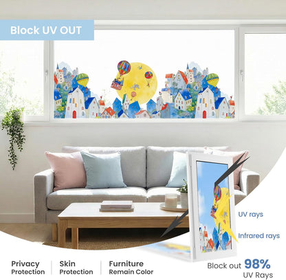 ADD.HERES Window Privacy Film,Colorful Floral Window Stickers,Removable DIY Bouquet Static Clings, Decals for Home School Office Party Supplies, Wildflower Reverie‌, 17.5 x 78.7 in