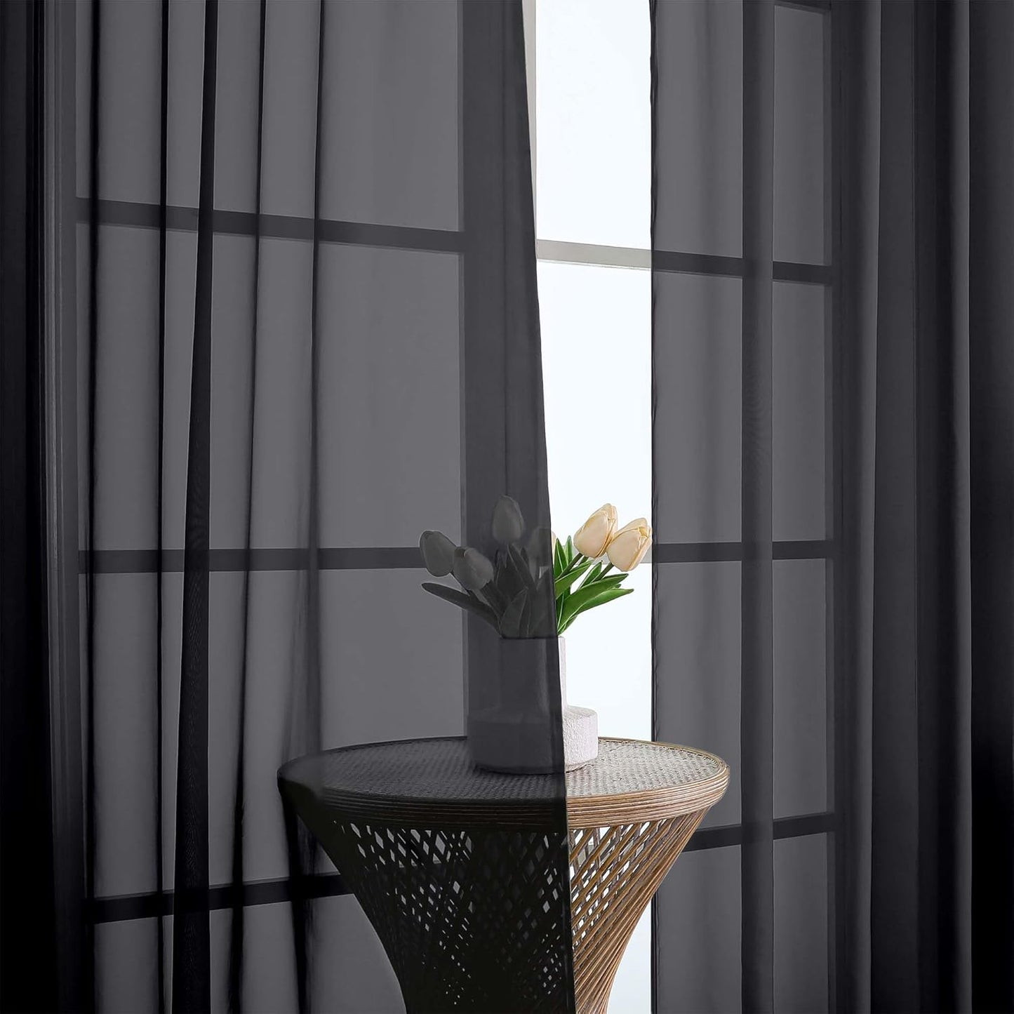 OWENIE Sheer Curtains 84 inches Long 2 Panels Set for Living Room/Bedroom, Rod Pocket Voile Sheer Panel Drapes, White, 2pcs, Each 42" W x 84" L - Colors B