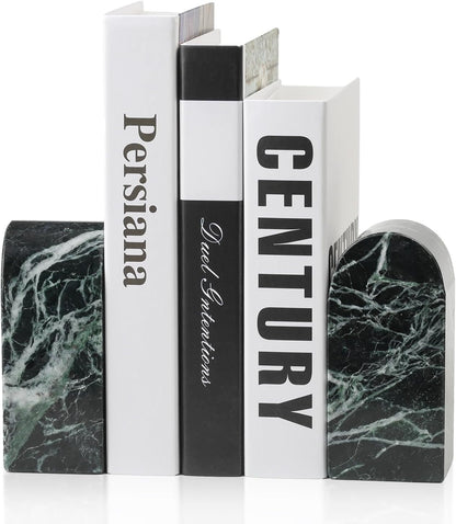 Koville African Natural Marble Bookends for Shelves, Non-Slip Book Ends, 13LBS Ultra Heavy Duty Marble Book Holder Organizer, Apartment Decor for Movies/CD/Video Games(Namib Fantasy)