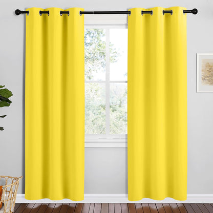 NICETOWN Halloween Pitch Black Solid Thermal Insulated Grommet Blackout Curtains/Drapes for Bedroom Window (2 Panels, 42 inches Wide by 63 inches Long, Black) - Colors C