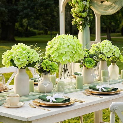 Auihiay 64 PCS Artificial Hydrangea Flowers, Silk Hydrangea Full Flowers Heads with Stems for Wedding Centerpieces, Home, Garden, Baby Shower, Party Decoration (Ivory)