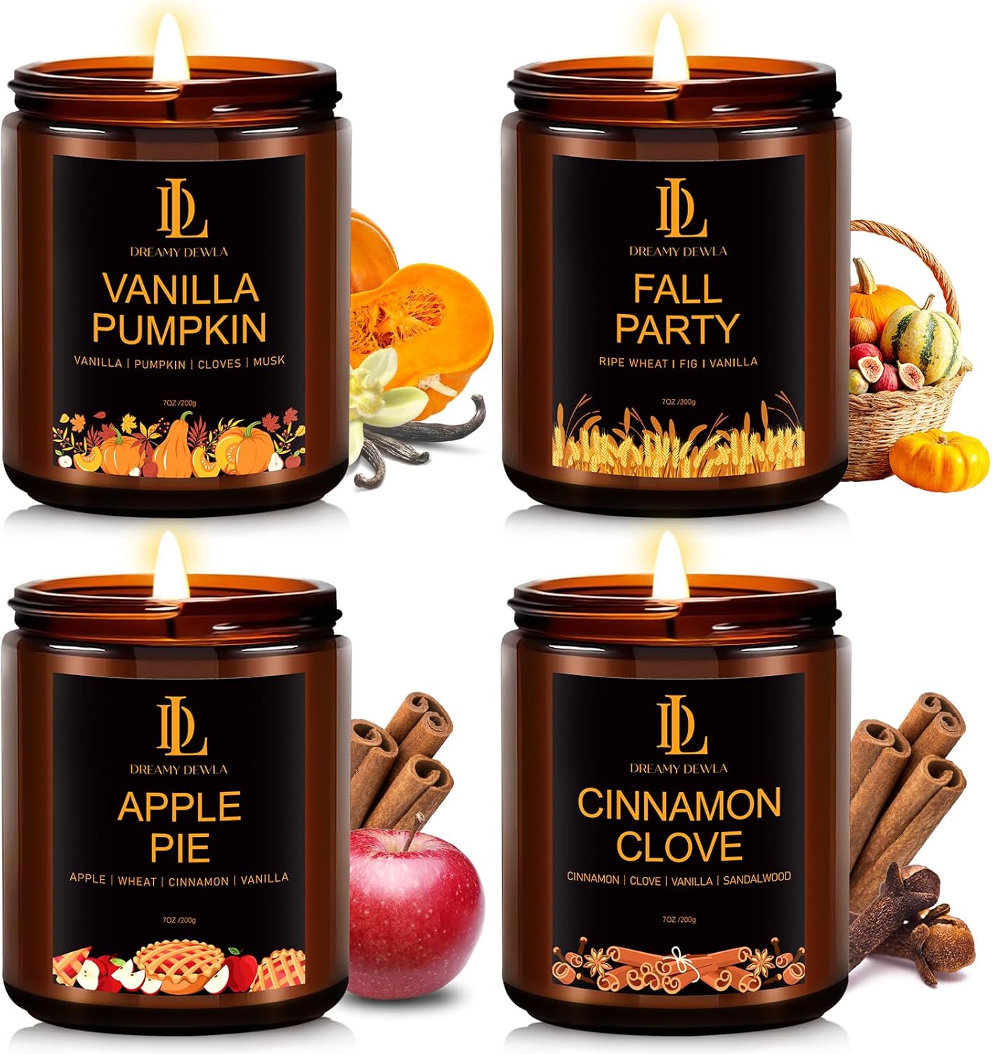 Scented Candles Set, 4 Pack Soy Candles for Home Scented, Candle Gifts for Men Women, Scents of Pineapple Cocktail/Coconut Vanilla/Pink Sands/Bahamian Breeze