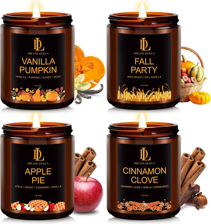Scented Candles Set, 4 Pack Soy Candles for Home Scented, Candle Gifts for Men Women, Scents of Pineapple Cocktail/Coconut Vanilla/Pink Sands/Bahamian Breeze
