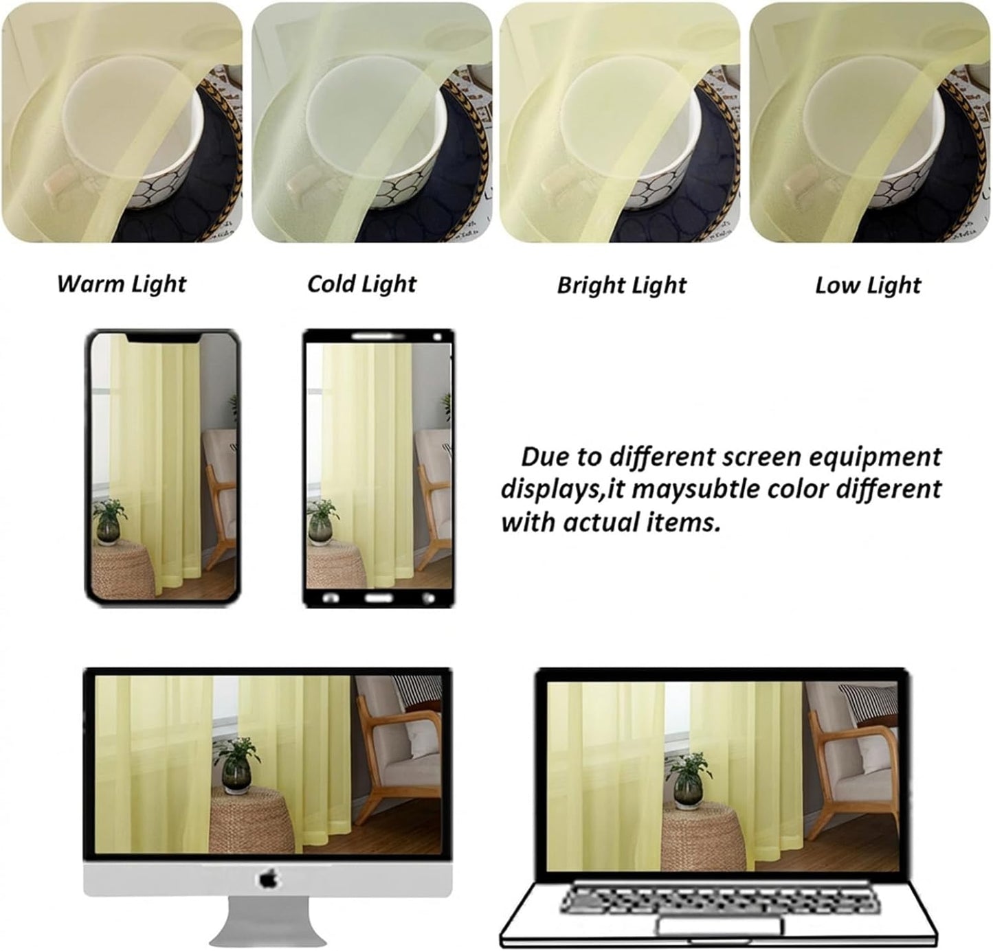 Chyhomenyc Sheer White Valances for Windows 2 Pack, Small Window Curtains for Living Room Bathroom Cafe Laundry Basement, Modern Top Dual Rod Pocket Voile Curtain, 42W x 14L inches, White - Colors A