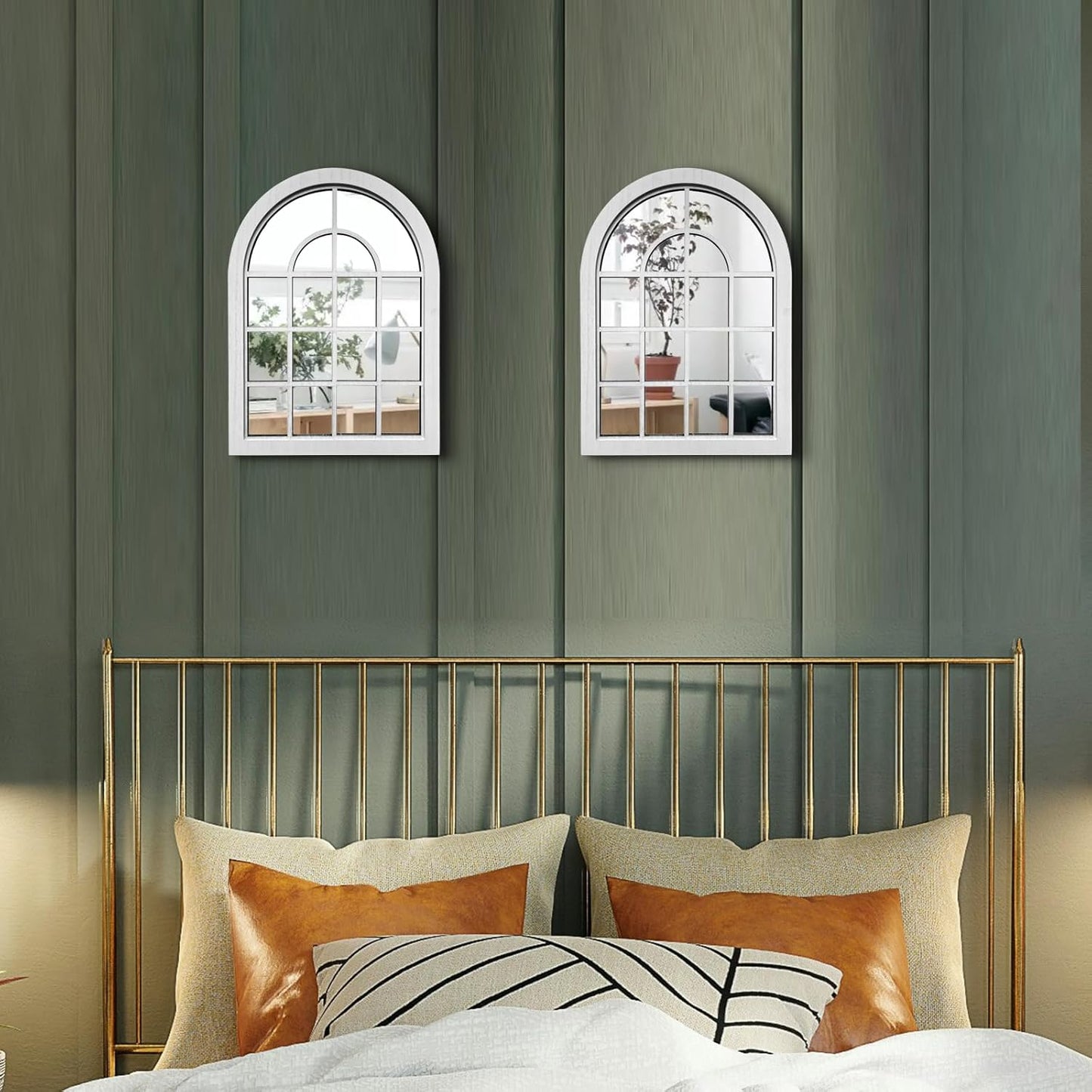 ZEXUIRU 4 Set. Rustic Wall Mirrors for Bedroom Bathroom Living Room Entryway Wood Farmhouse Square Easy to Hang Framed Decorative Accent Hanging Wall-Mounted Mirror Set for Living Room - Black