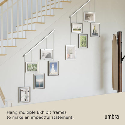 Umbra Exhibit Picture Frame Gallery Set, Adjustable Wall Collage Displays Nine Photos (Four 5x7" and Five 8x10"), Set of 9, Black